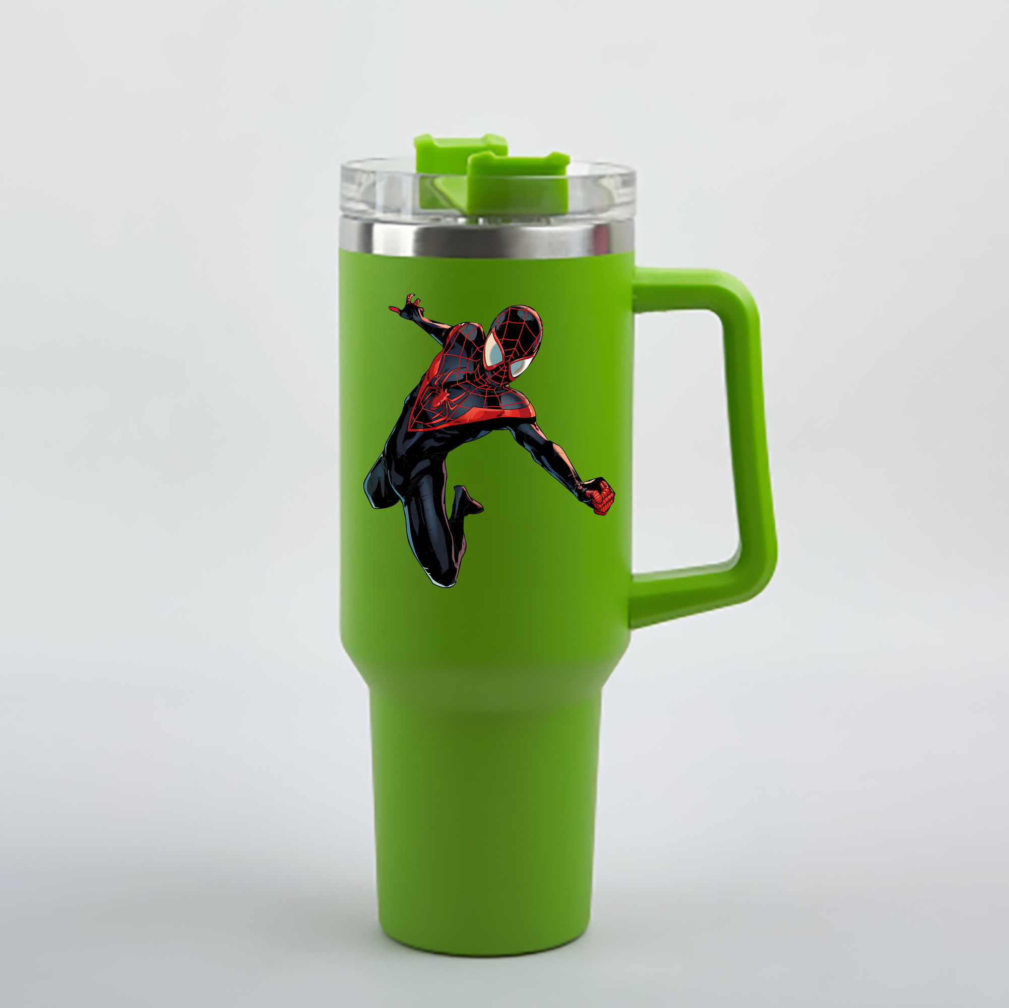 （画像用） Spider Man スパイダーマン 1200mL車用タンブラー - クリスタルステッカー（プラスチックストロー付き）